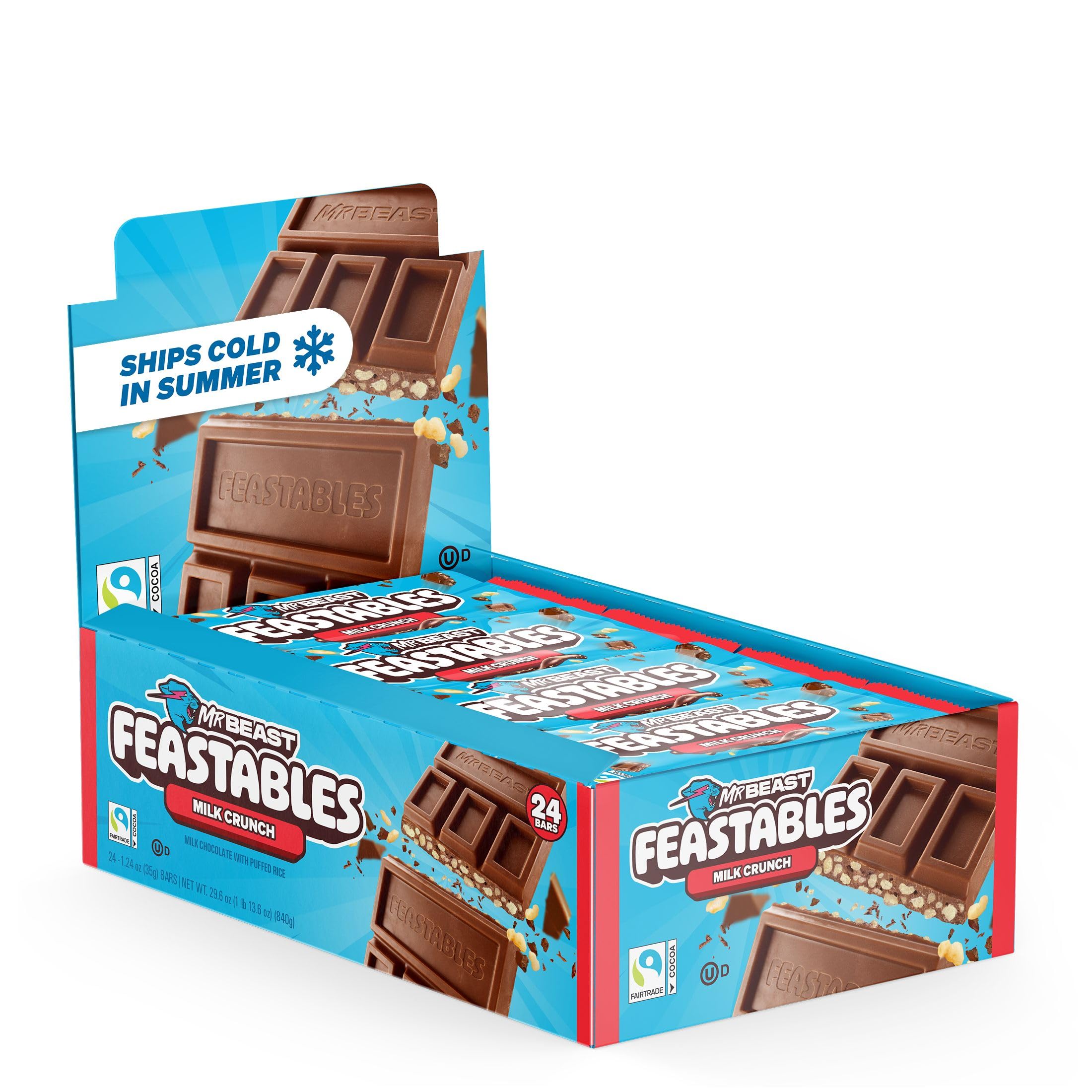 Amazon.com : MrBeast Feastables Milk Chocolate Crunch Bar, Full